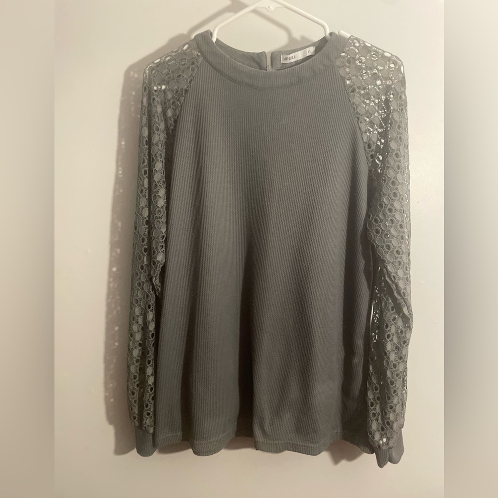 Miholl Gray long sleeve blouse w holy arms XL